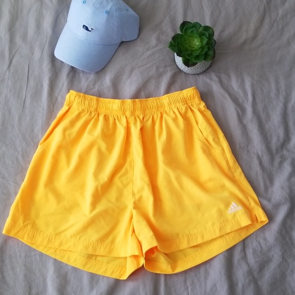 adidas Pants - ADIDAS Vintage Bright Yellow Running Shorts